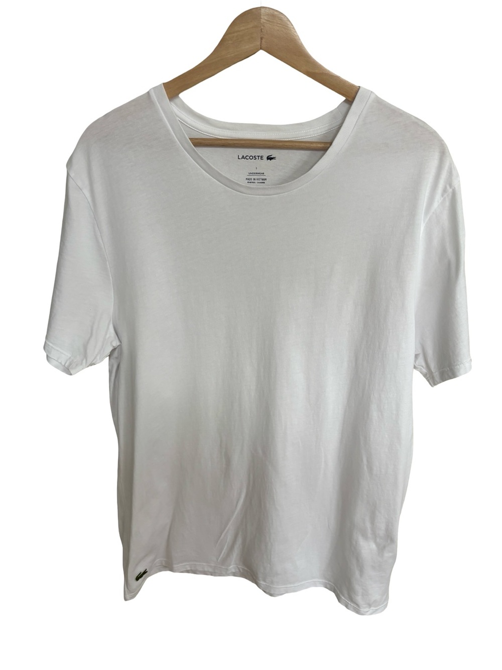 Lacoste White Underwear T-Shirt Sz L